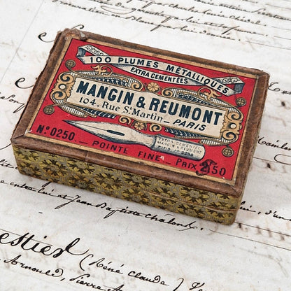 Rare boîte de plumes « Mangin & Reumont n°0250 », fin XIXe