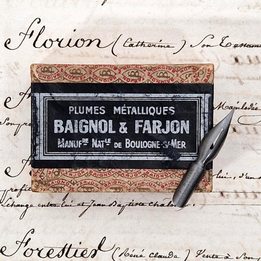 Boîte de plumes ancienne « Baignol & Farjon »