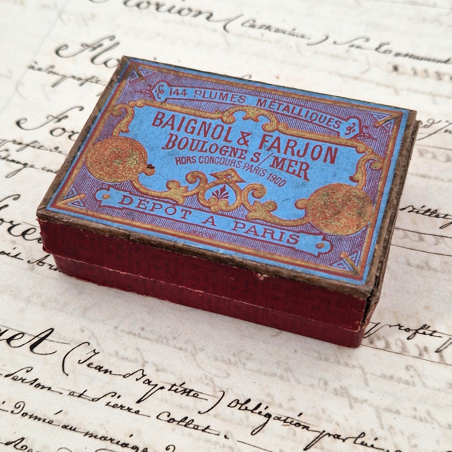 Antique "Baignol & Farjon" Pen Nib Box - Circa 1900