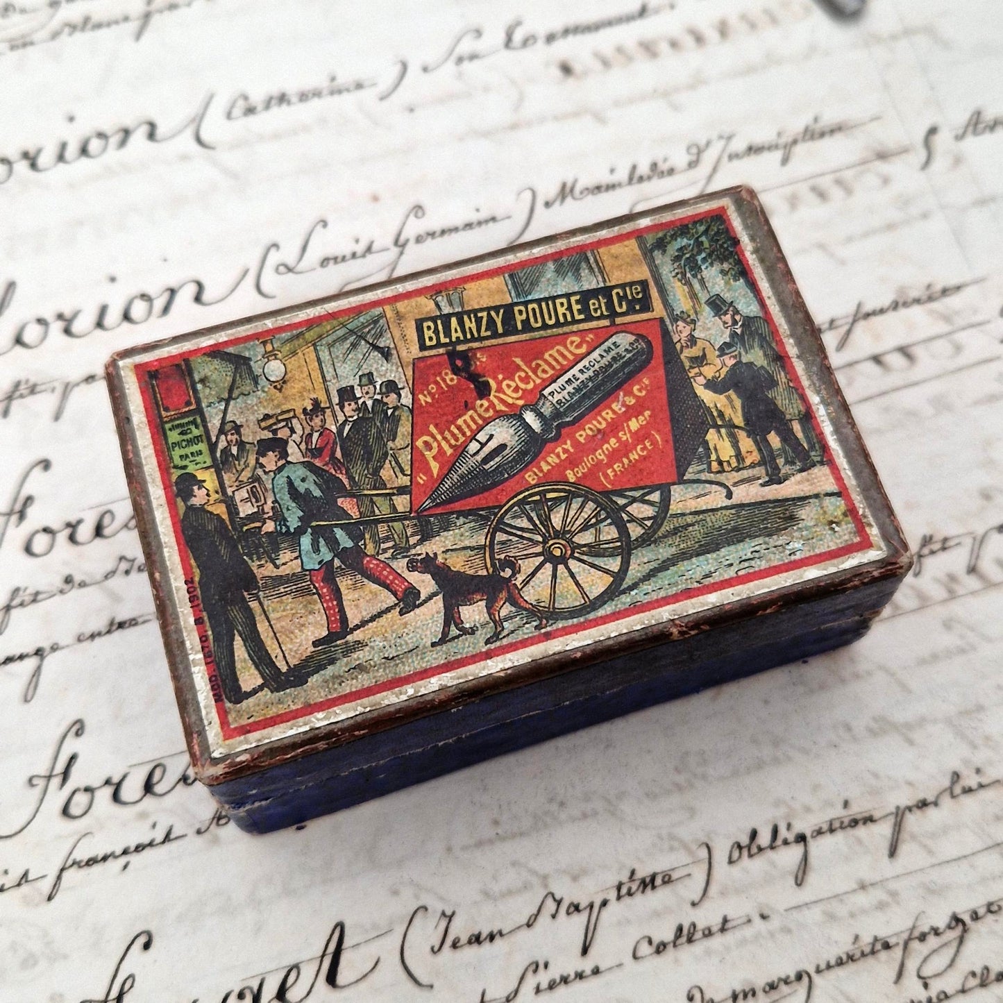 Boîte ancienne « Plume Réclame », Blanzy Poure