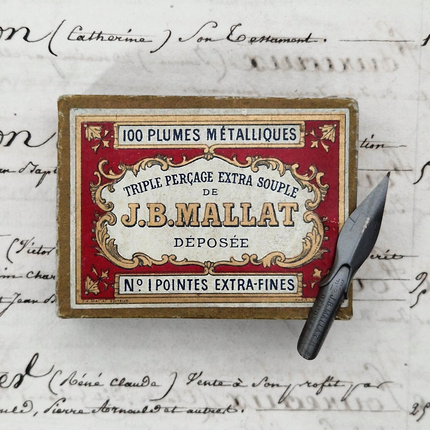 Box of "J.B. Mallat - No.1 extra-fine nibs"