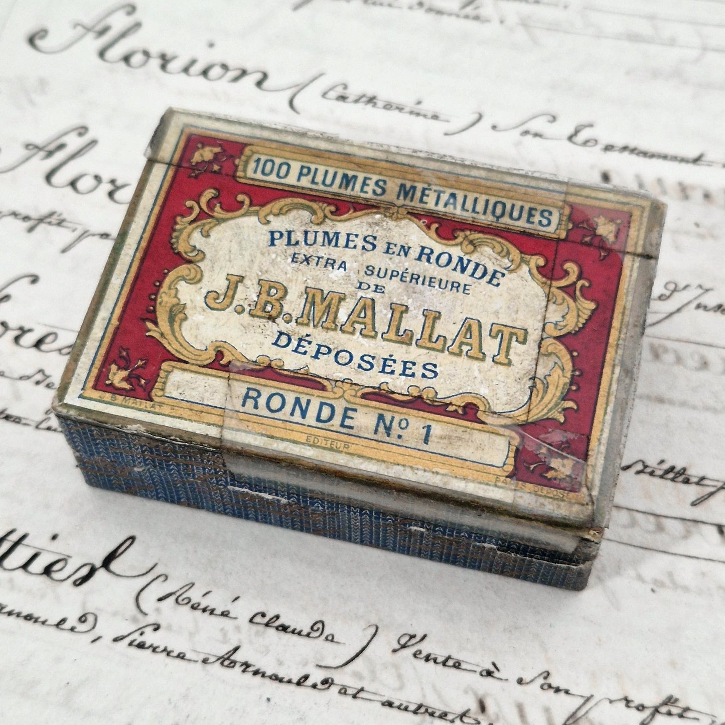 Box of antique "J.B. Mallat - Ronde N°1" nibs