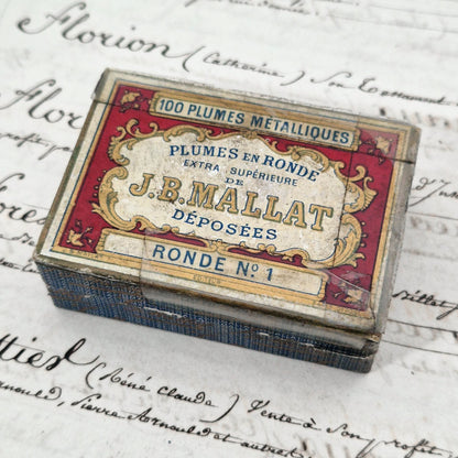 Box of antique "J.B. Mallat - Ronde N°1" nibs