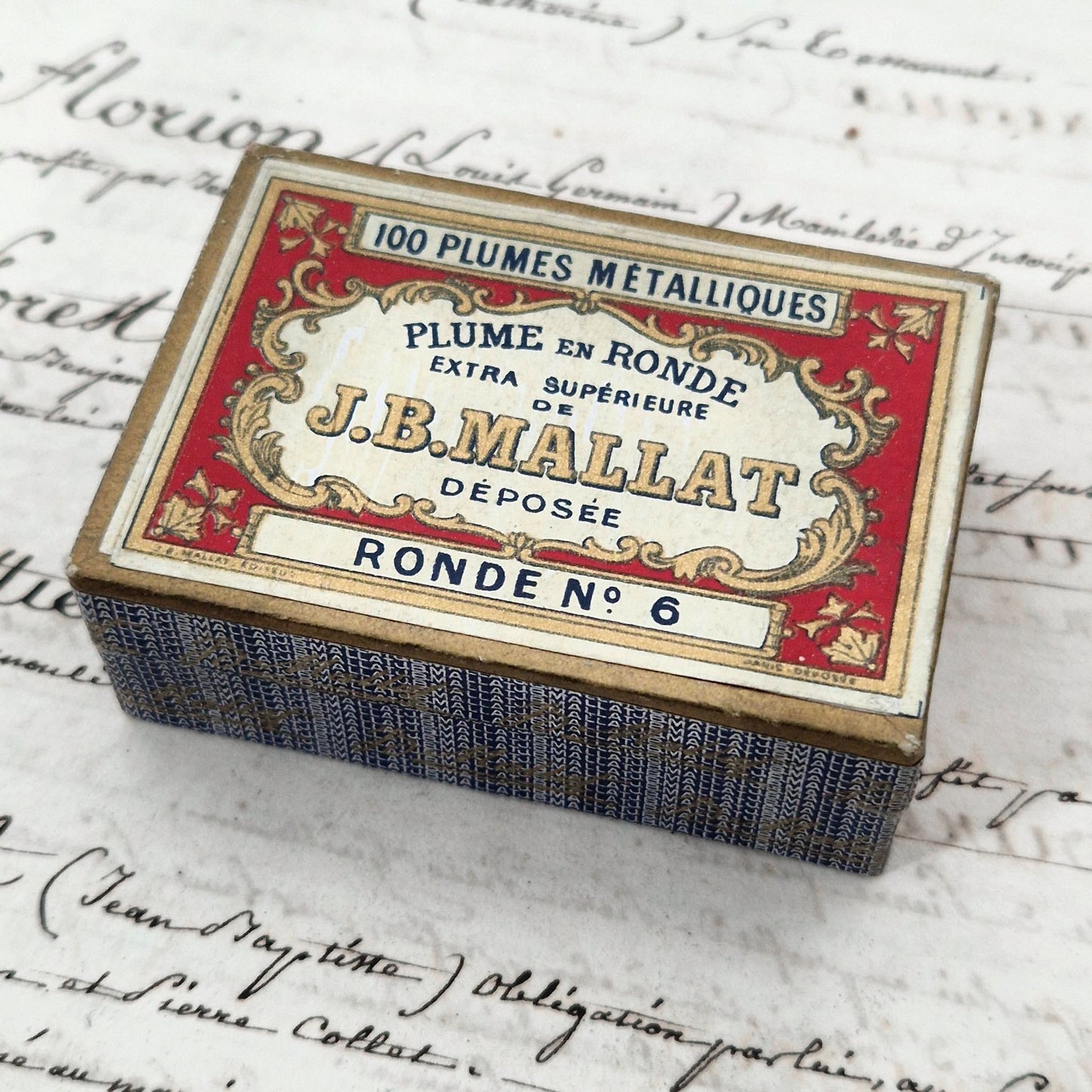 Box of antique "J.B. Mallat - Ronde N°6" nibs
