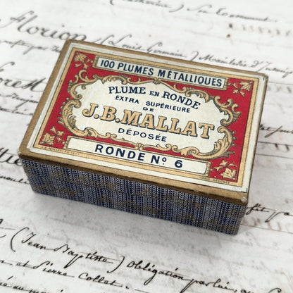 Box of antique "J.B. Mallat - Ronde N°6" nibs