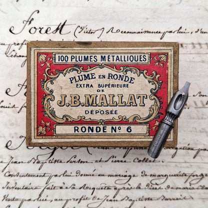 Old box of "J.B. Mallat - Ronde N°6" nibs