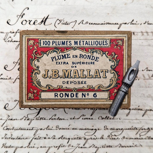 Old box of "J.B. Mallat - Ronde N°6" nibs