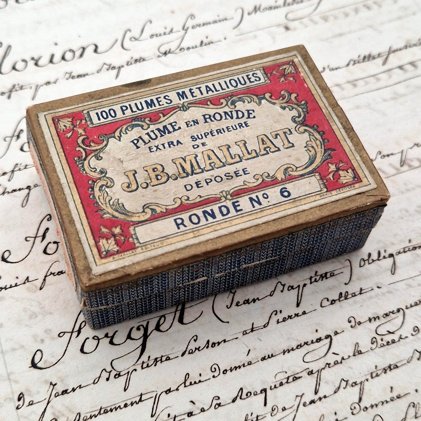 Old box of "J.B. Mallat - Ronde N°6" nibs