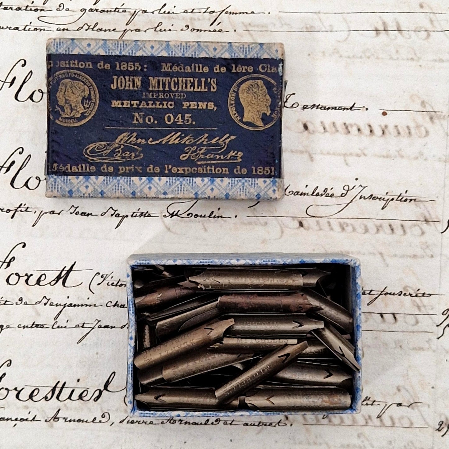 Old pen nib box "John Mitchell's - No.045"