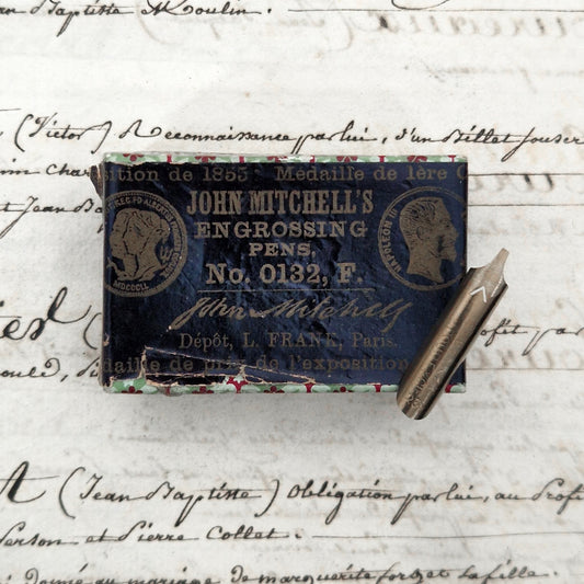 Box of antique "John Mitchell's" nibs, circa 1900