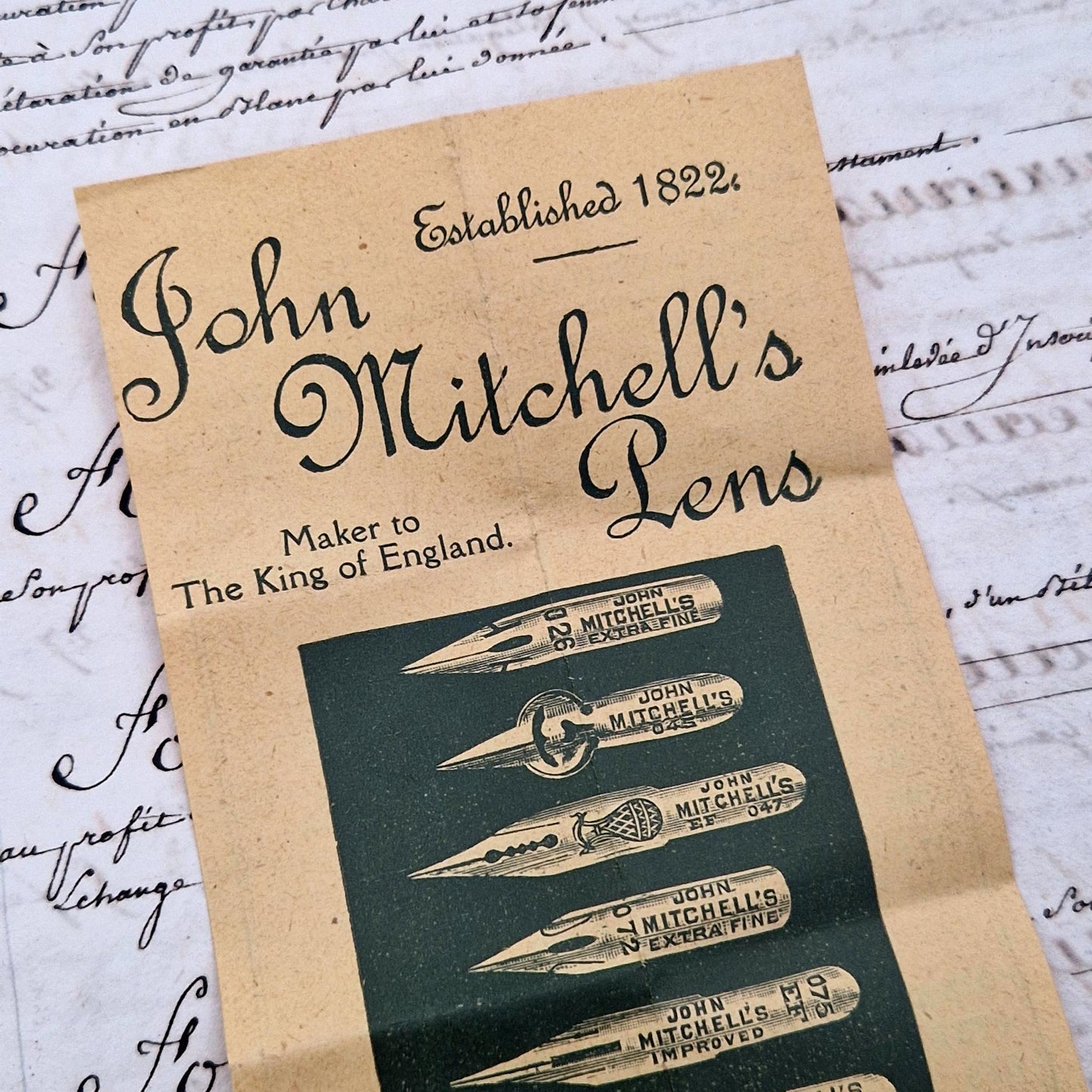 Prospectus publicitaire « John Mitchell’s Pens », Vers 1900