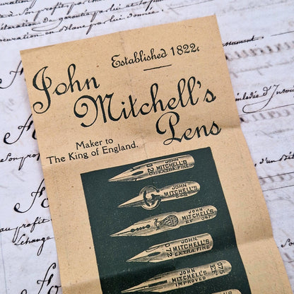 Prospectus publicitaire « John Mitchell’s Pens », Vers 1900