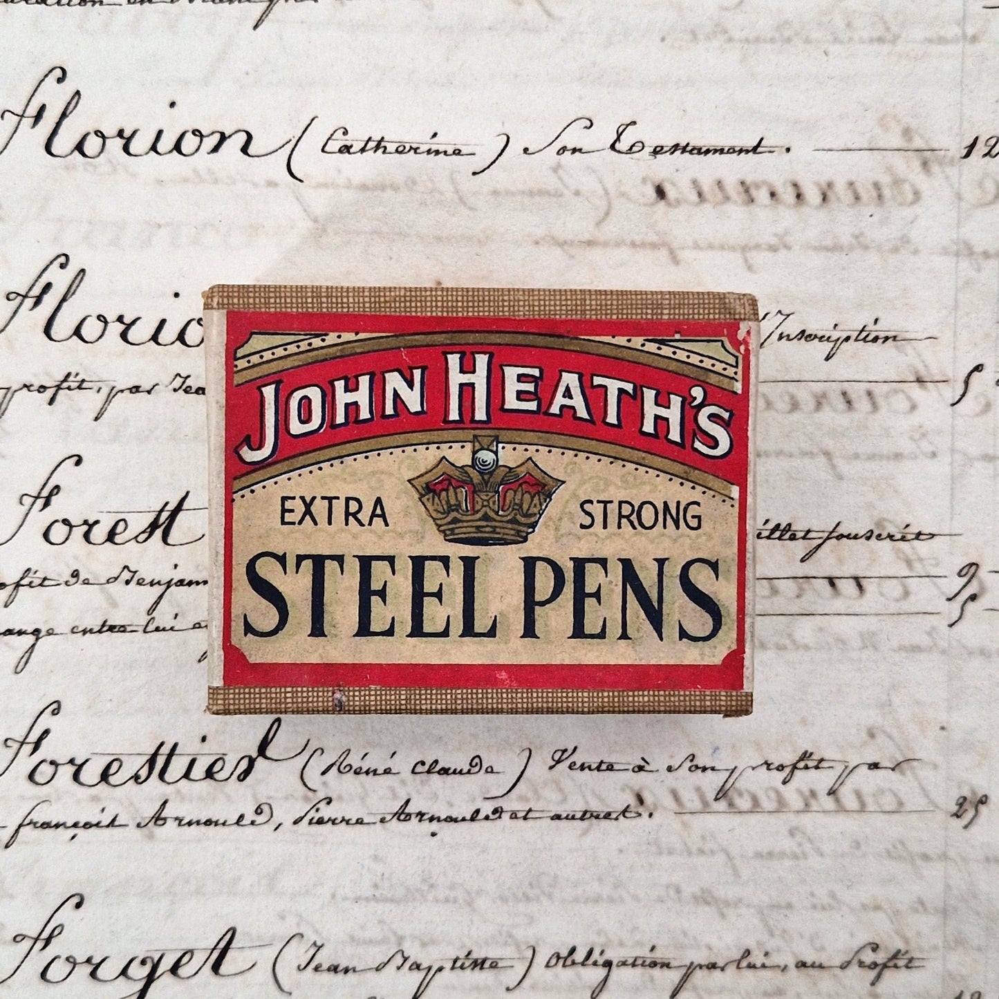 Sealed box of "John Heath's Steel Pens," Circa 1910