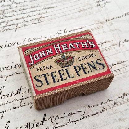 Sealed box of "John Heath's Steel Pens," Circa 1910