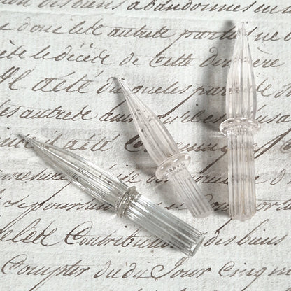 Lot de 3 anciennes plumes en verre, vers 1900
