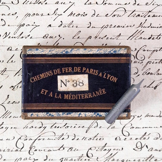 Box of "Paris to Lyon Railways No. 38" pen nibs