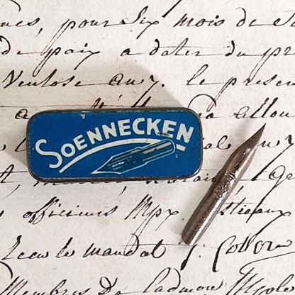 Old "Soennecken" pen nib box, complete