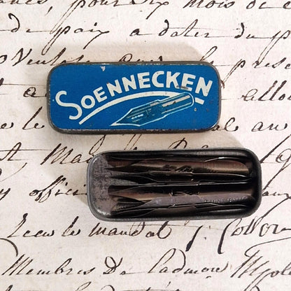 Old "Soennecken" pen nib box, complete