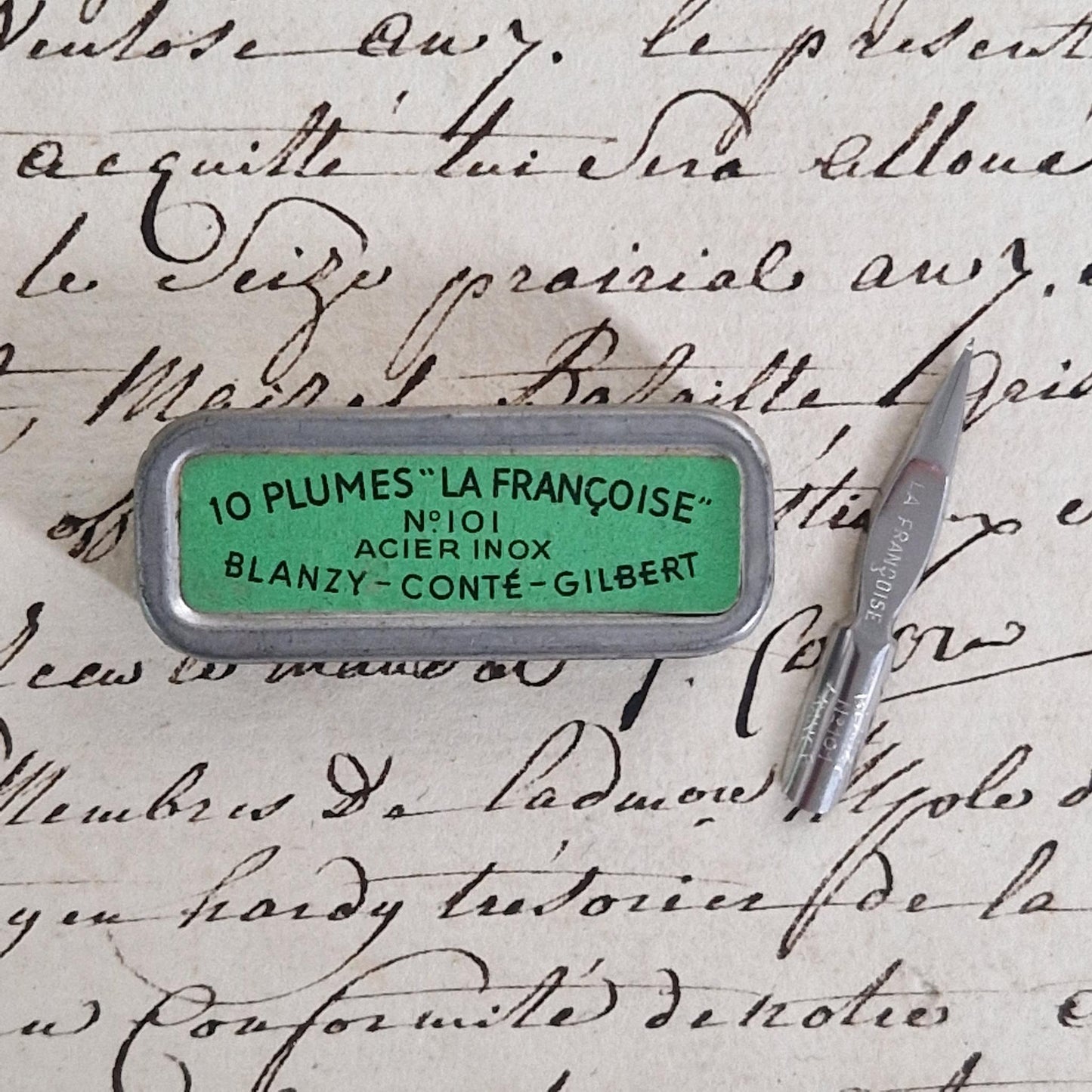 Small box of 10 "La Française n°101" nibs, Blanzy