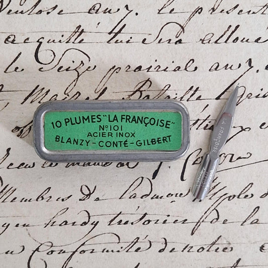Small box of 10 "La Française n°101" nibs, Blanzy