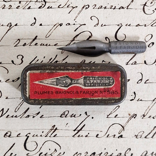 Old box of "Baignol & Farjon no. 565" pen nibs