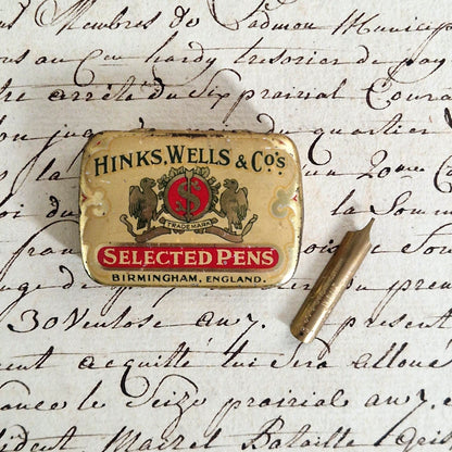 Box of "Hinks, Wells & Co's Selected Pens" nibs