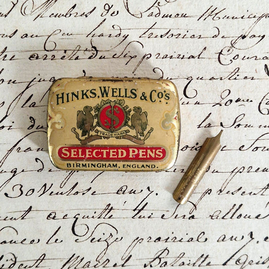 Box of "Hinks, Wells & Co's Selected Pens" nibs