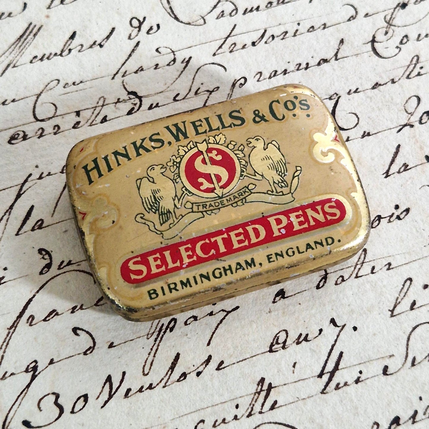Box of "Hinks, Wells & Co's Selected Pens" nibs
