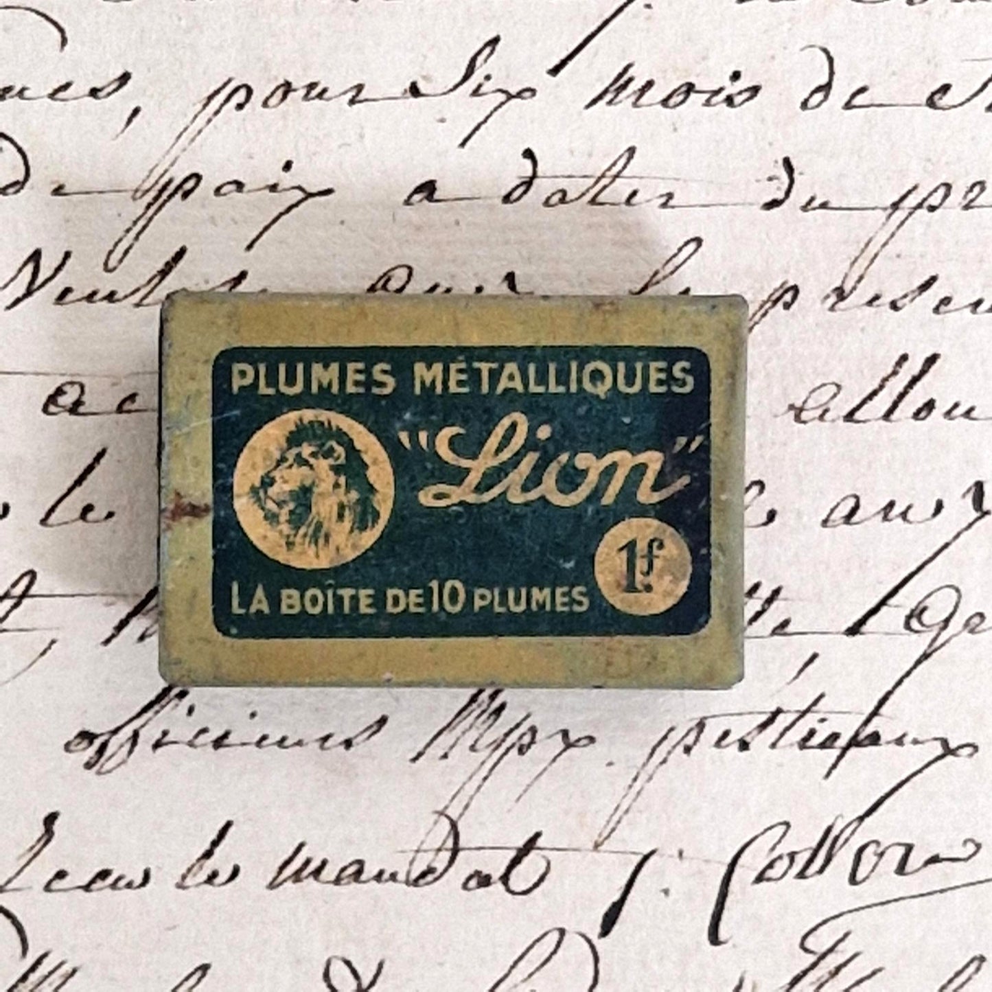 Boîte de plumes métalliques « Lion », début XXe