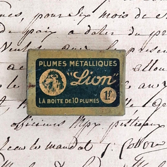 "Lion" metal nib box, early 20th century