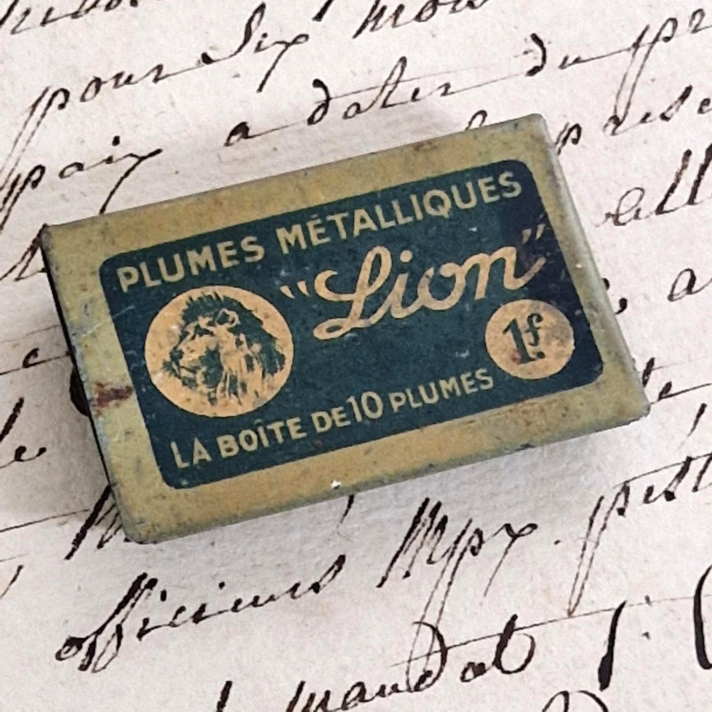 Boîte de plumes métalliques « Lion », début XXe