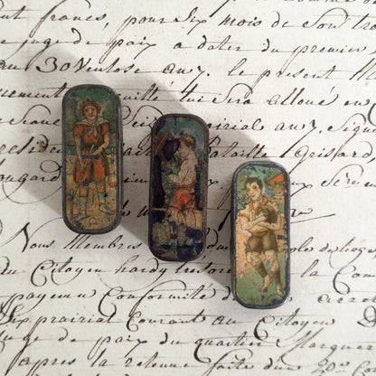 Lot de 3 boîtes illustrées pour plumes, vers 1900