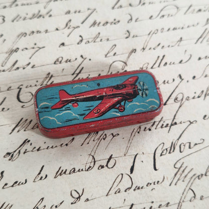 Rare boîte de plumes illustrée « Avion - Mallat »