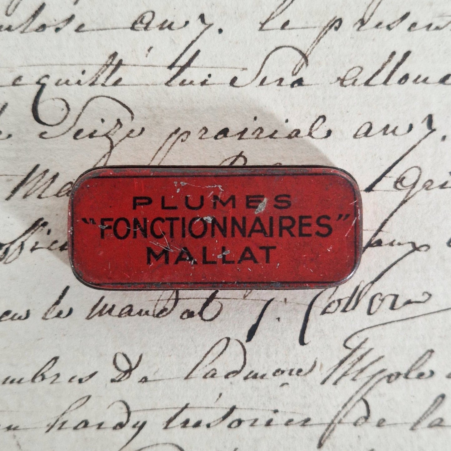 Rare boîte de plumes illustrée « Avion - Mallat »