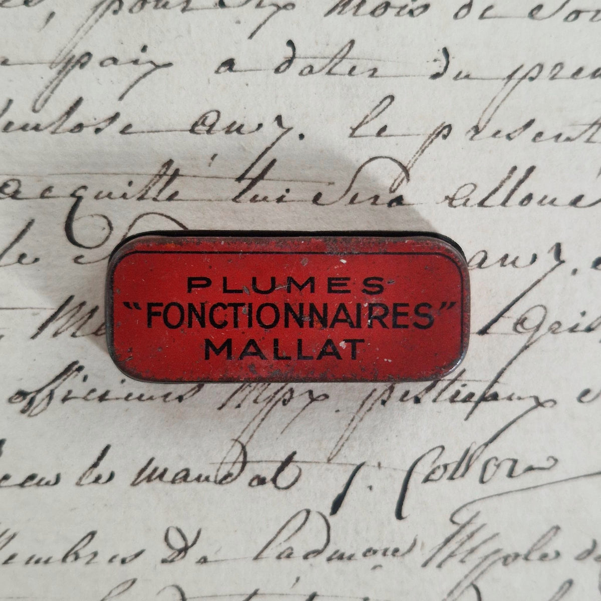 Rare boîte de plumes illustrée « Bateau - Mallat »
