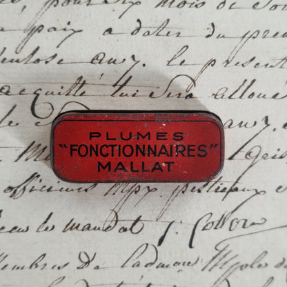 Rare boîte de plumes illustrée « Bateau - Mallat »