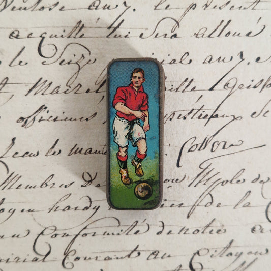 "Football Player" illustrated box for pens