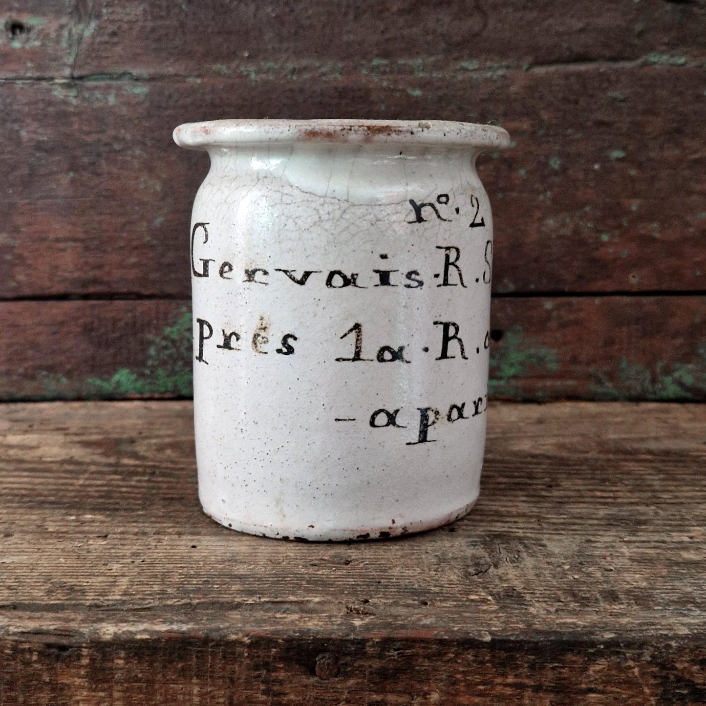 Rare pot publicitaire « Gervais »,  Terre de feu - XVIIIe siècle