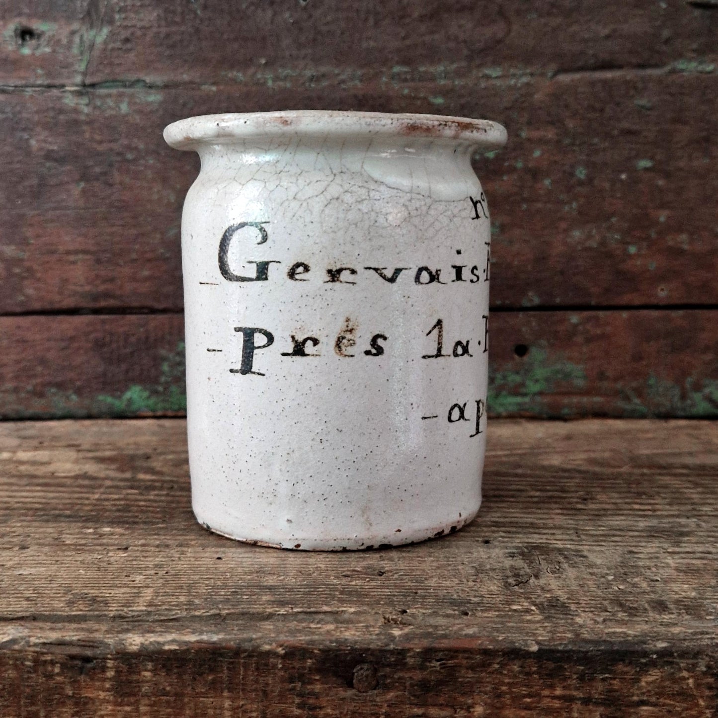 Rare pot publicitaire « Gervais »,  Terre de feu - XVIIIe siècle