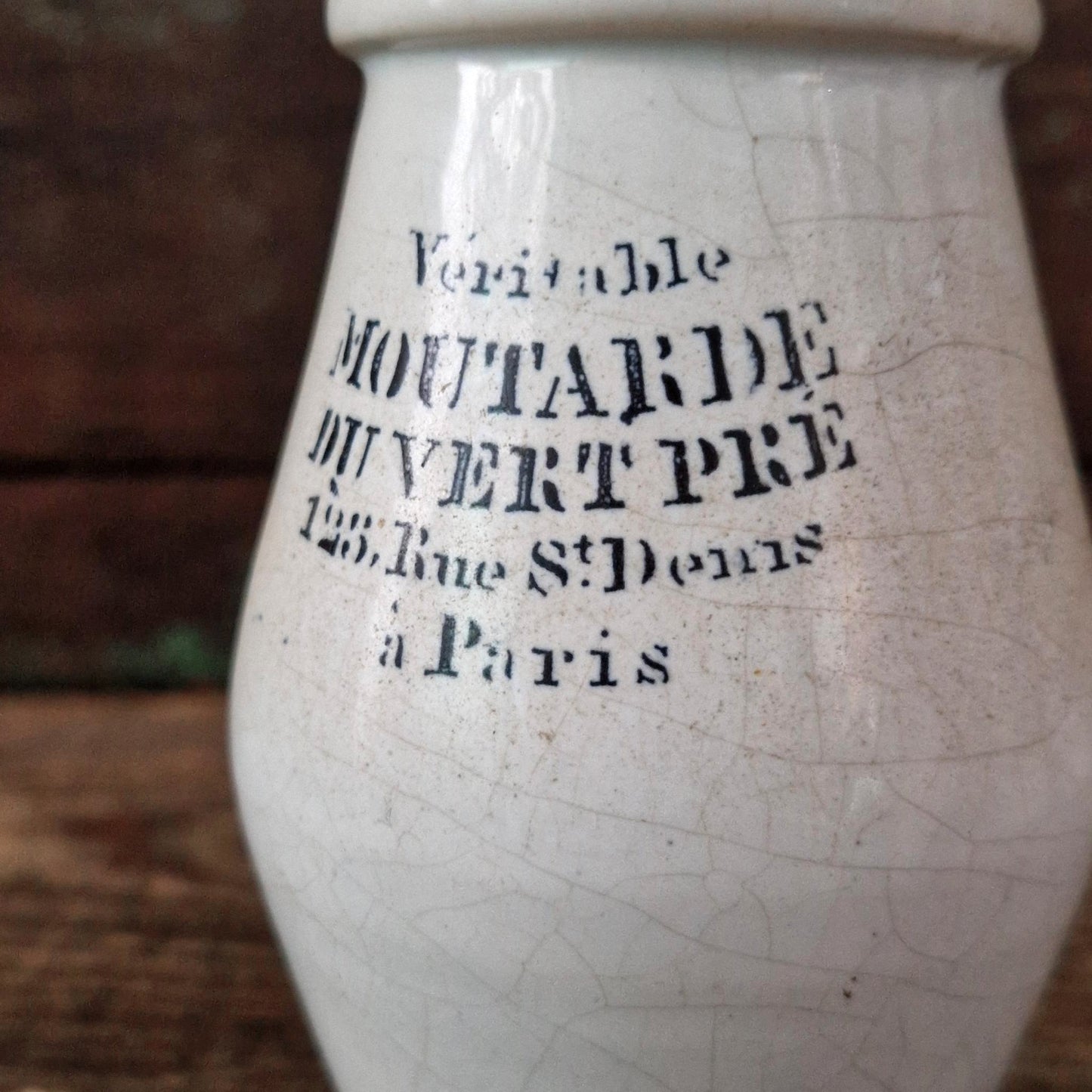 "Véritable Moutarde du Vert Pré" mustard pot, 19th century