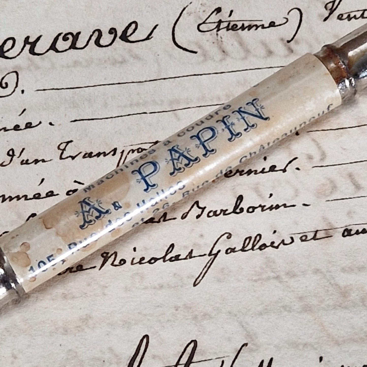 Porte-crayon et porte-plume publicitaire « A. Papin »