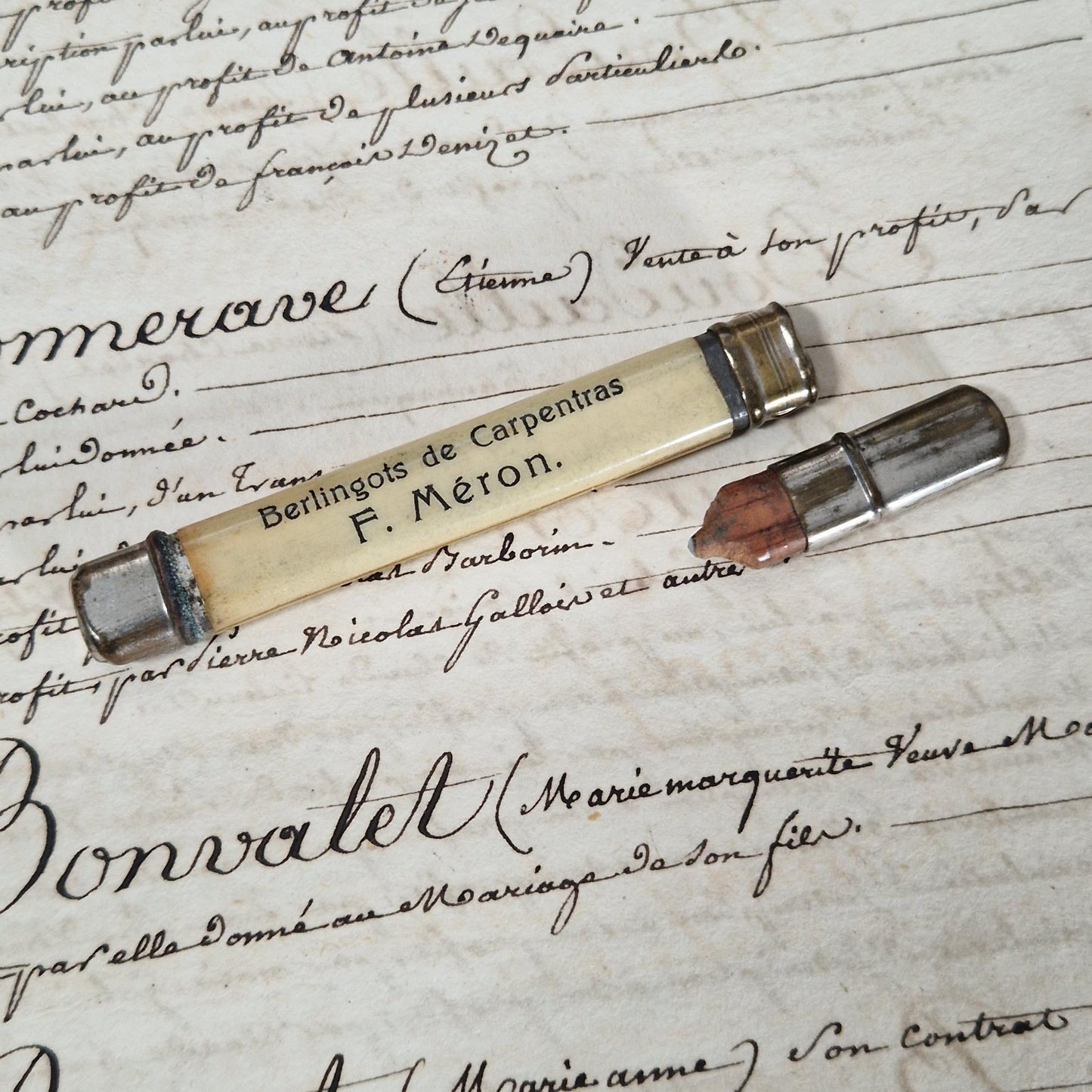 Vintage pencil holder "F. Méron - Berlingots de Carpentras"