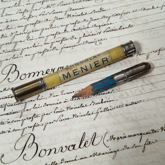 Ancien porte-crayon publicitaire « Chocolat Menier »