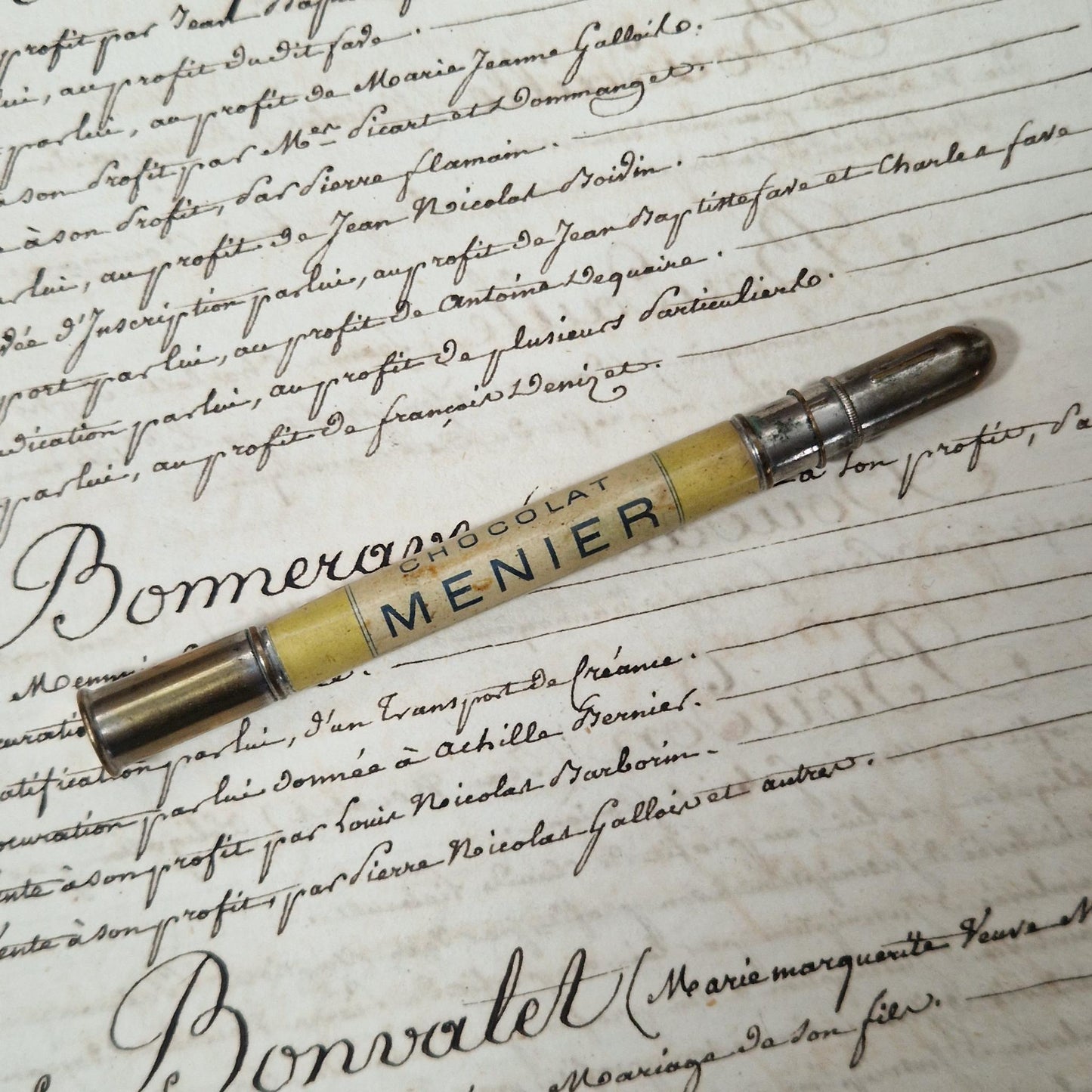 Vintage advertising "Chocolat Menier" pencil holder