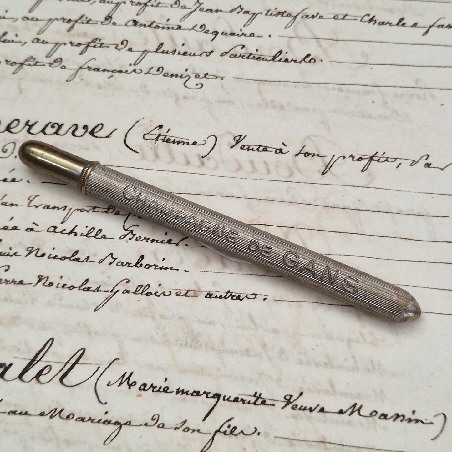 Porte-crayon publicitaire ancien « Champagne de Gans »