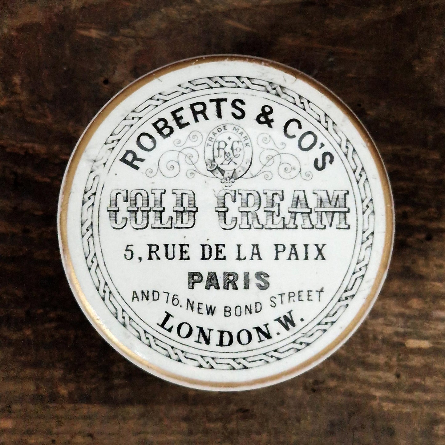 Rare pot à crème « Roberts & Co's Cold Cream - Paris, London »
