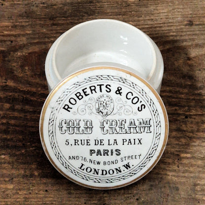 Rare pot à crème « Roberts & Co's Cold Cream - Paris, London »