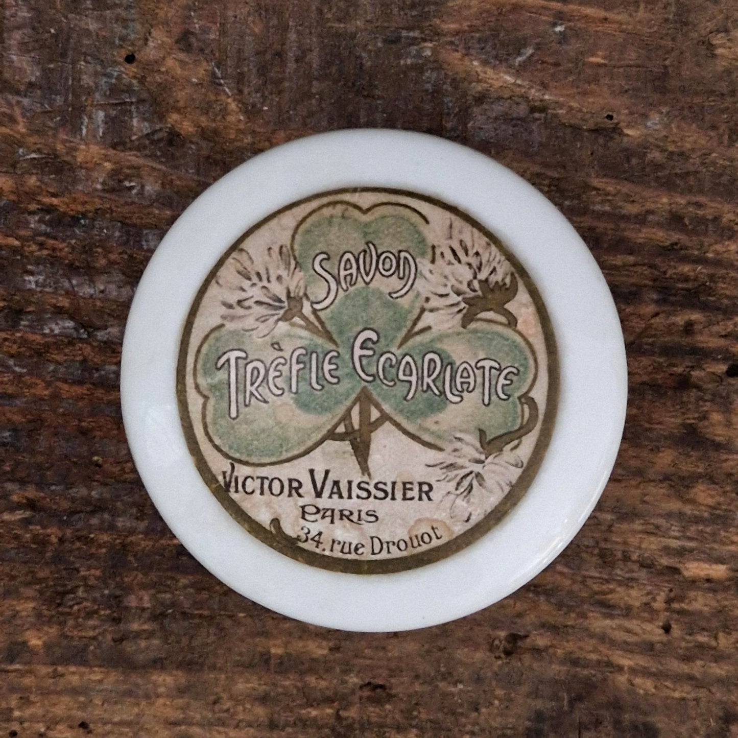 Pot publicitaire Victor Vaissier « Savon Trèfle Écarlate »