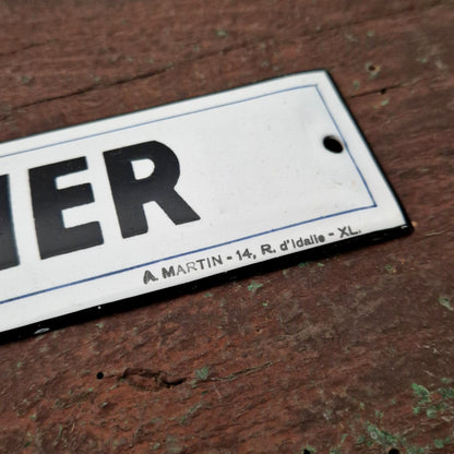 Ancienne plaque émaillée « PORTIER »