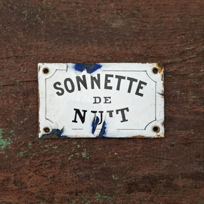Plaque émaillée « Sonnette de nuit »